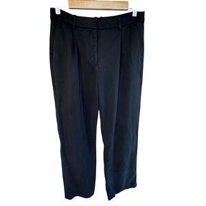 J.Crew Black Tencel Lyocell Pleated Straight Leg Trousers Pants Womens 6